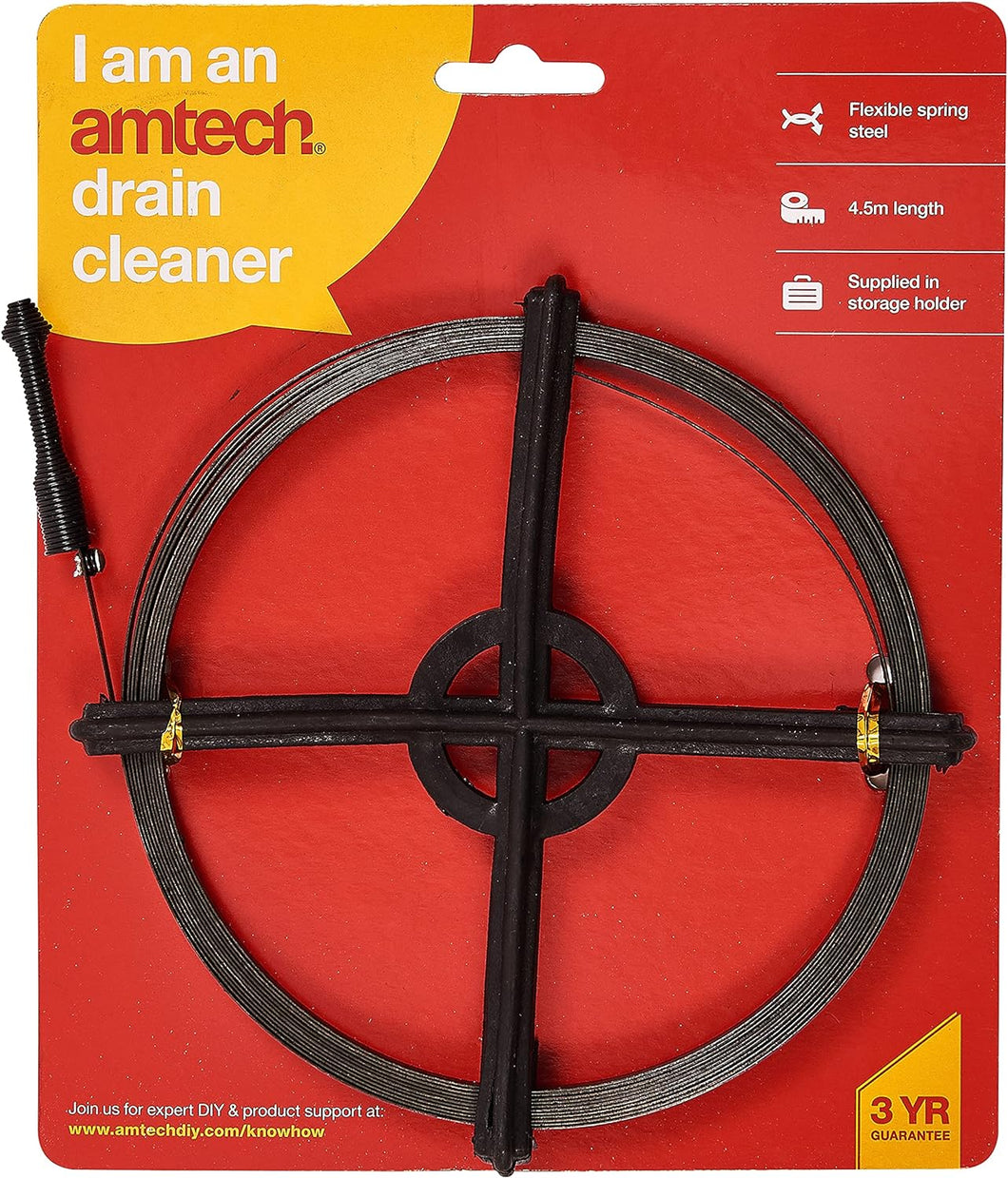 Amtech Flexible Spring Steel Drain Cleaner 4.5M length