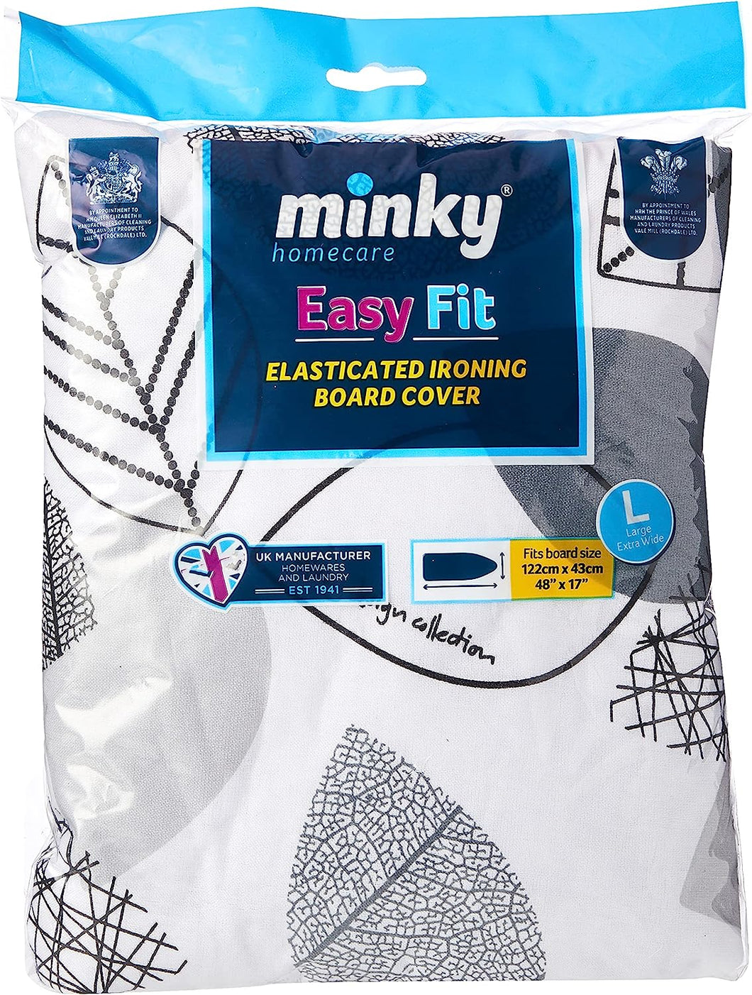 Minky Easy Fit large elasticated Ironing Board Cover, 122 x 43 cm