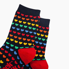 Load image into Gallery viewer, Rainbow Love Hearts Bamboo Socks in Navy: UK 3-7 | EU 36-40 | US 5-9
