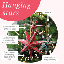 Load image into Gallery viewer, Folklore Paper Stars Christmas Tree Decorations - 3 Pack

