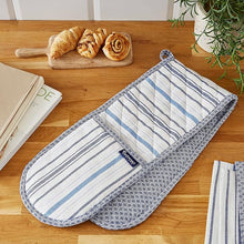 Load image into Gallery viewer, Stockholm by Cooksmart Blue Striped Double Oven Glove
