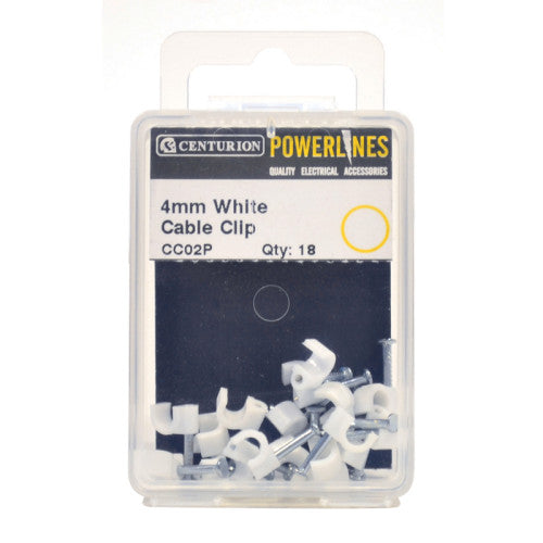 White Cable Clips 4mm (pack of 18)