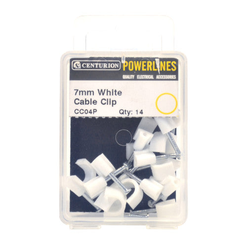 7mm  Round White Cable Clips (Pack of 14)