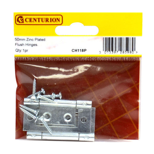 Centurion 50mm Zinc Plated Flush Hinges - CH118P