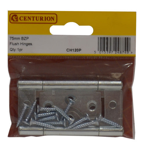 Centurion 75mm BZP Flush Hinges - CH120P