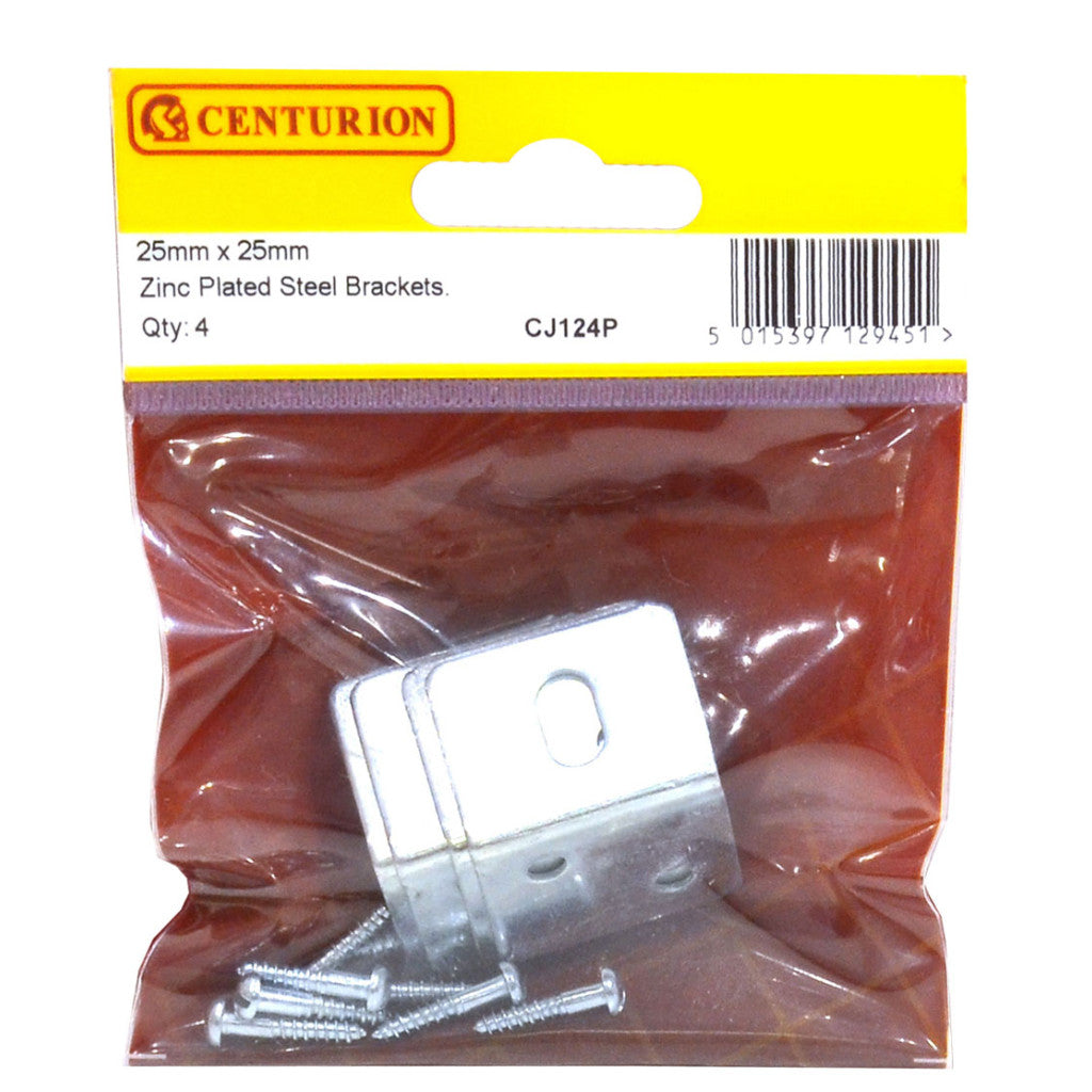 Centurion - 25mm x 25mm ZP Slotted Steel Bracket (Pack of 4)