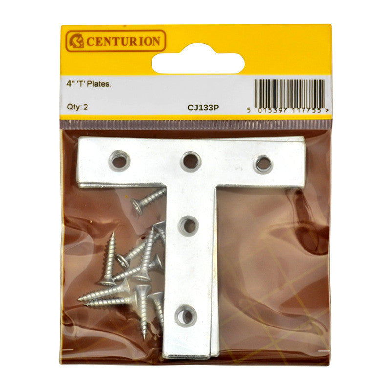 Centurion - Tee Plates, 100mm, Zinc Plated 2pk