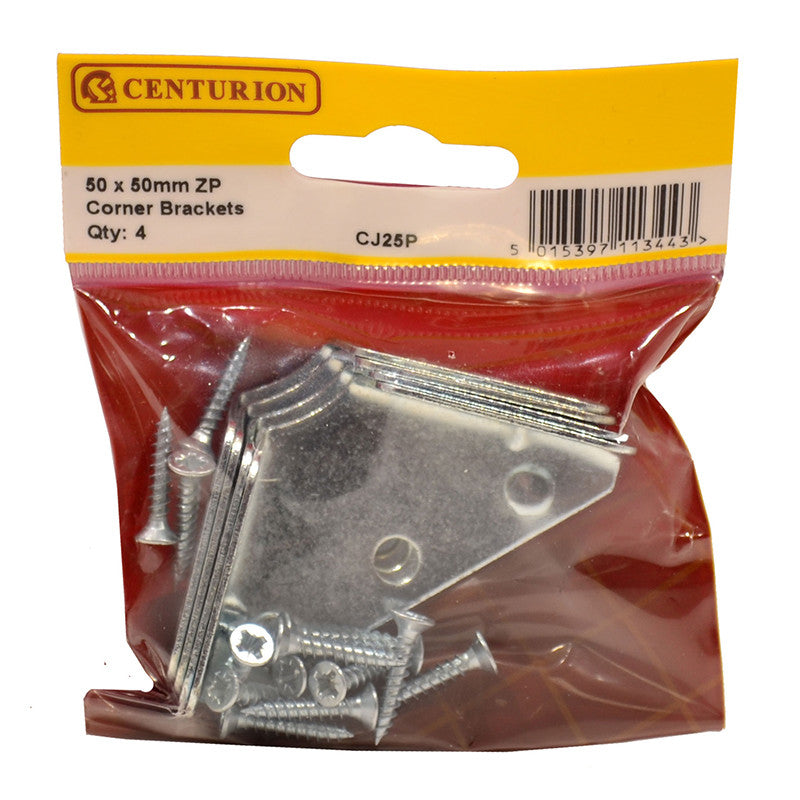 Centurion - 50mm x 50mm ZP Corner Bracket (4 PK)