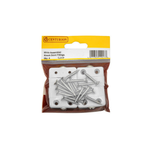 Centurion White Assembled Knock Down Fitting Pack of 4 - CJ31P