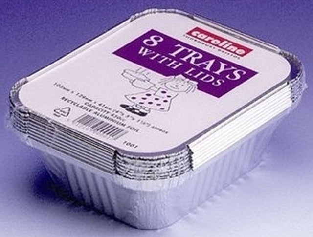 Caroline - 10 Foil Trays With Lids - 103x129x41mm
