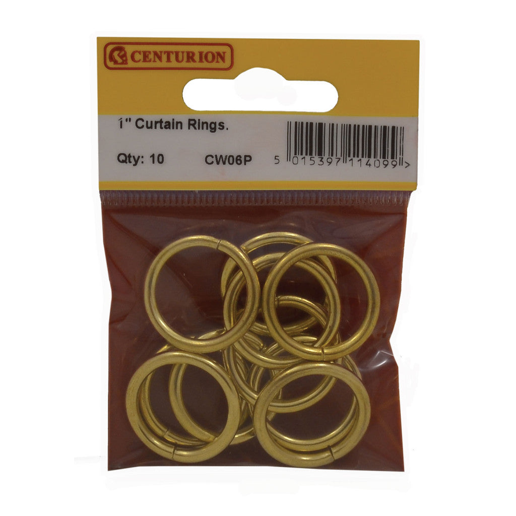 Centurion Curtain Rings, 25mm, Brassed pack of 10