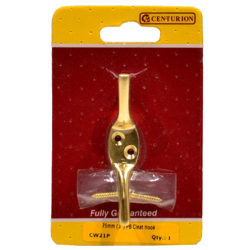 Centurion - 75mm Polished Brass Cleat Hook - CW21P