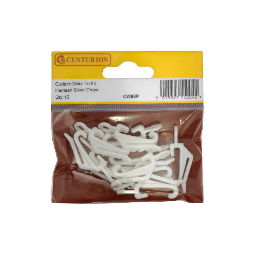 Centurion Harrison Sliver Drape Curtain Gliders, White 10pk
