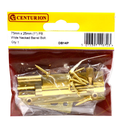 Centurion 75mm Brass Necked Barrel Bolt - DB14P