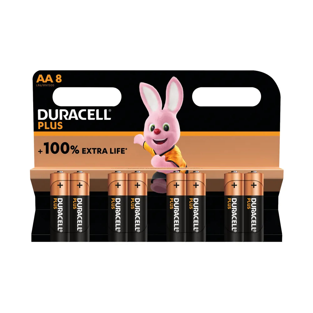 Duracell Plus 100% Extra Life AA Batteries 8 pack – HeadcornHardware