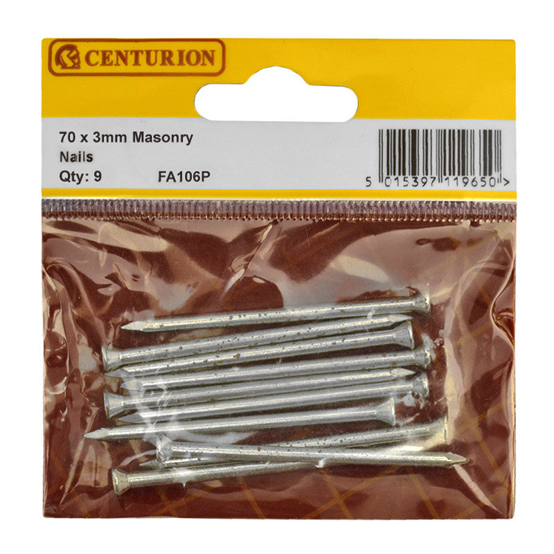 Centurion 70mm Masonry Nails (Pack of 9)