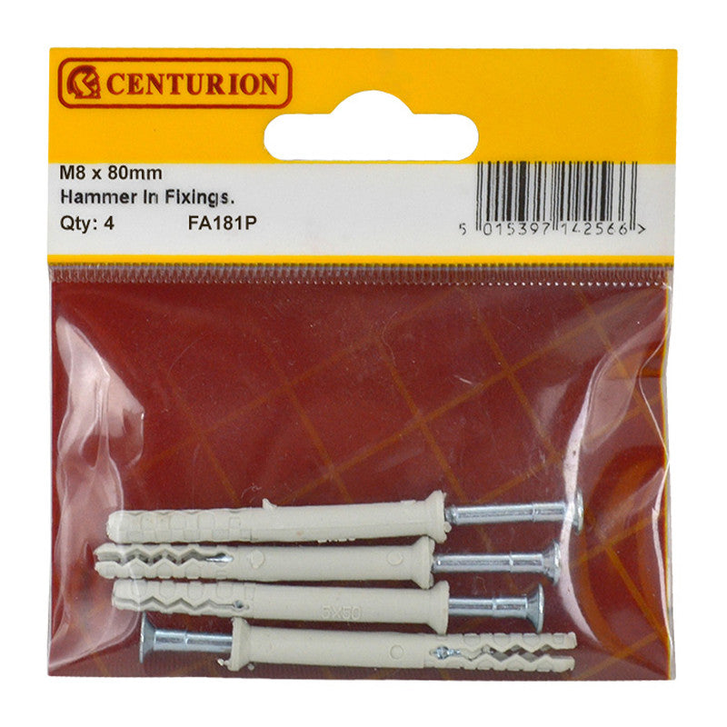 Centurion -  Hammer In Frame Fixings, M8 x 60mm 4 pack