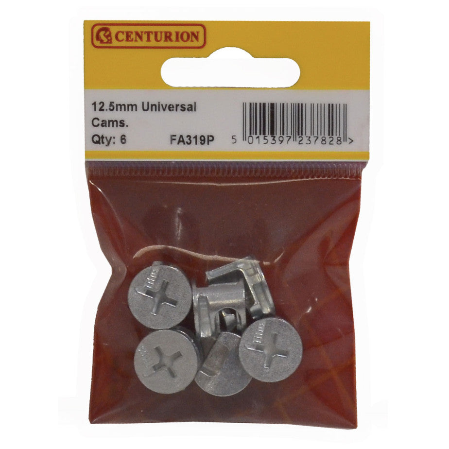 Centurion - 12.5mm ZP Universal Cam Fixings (Pack of 6)