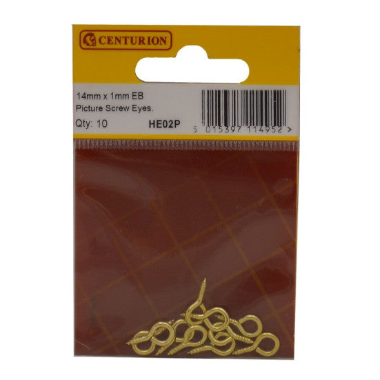 Centurion - 14mm x 1mm EB Picture Screw Eyes (Pack of 10)