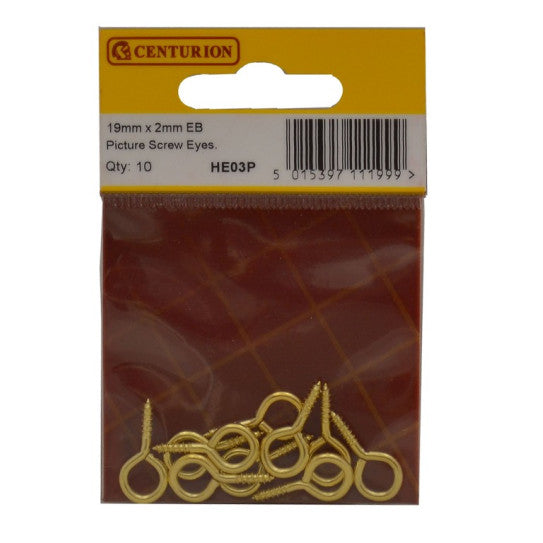 Centurion -  Picture Screw Eyes, 19mm, Brassed,