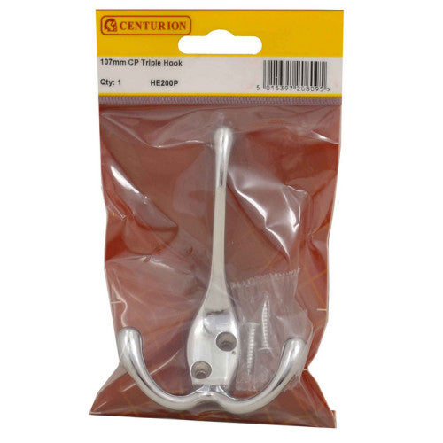 Centurion 107mm Polished Chrome Triple Hook - HE200P