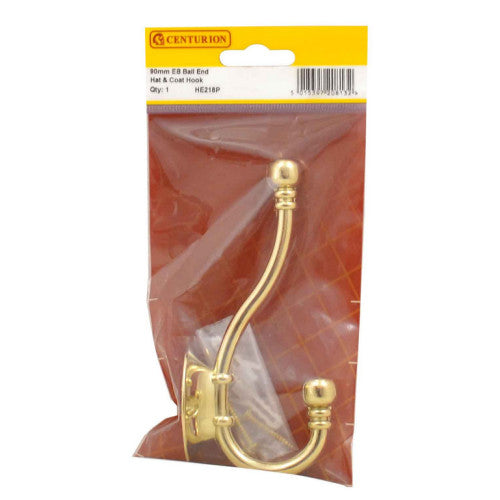 Centurion 130mm EB Ball End Hat & Coat Hook Brass - HE218P