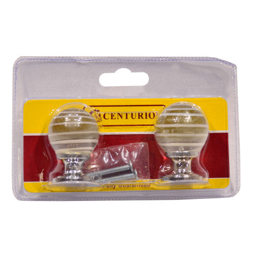 Centurion - Clear Glass Swirl Cupboard Knobs 30mm D x 44mm H - HK342P