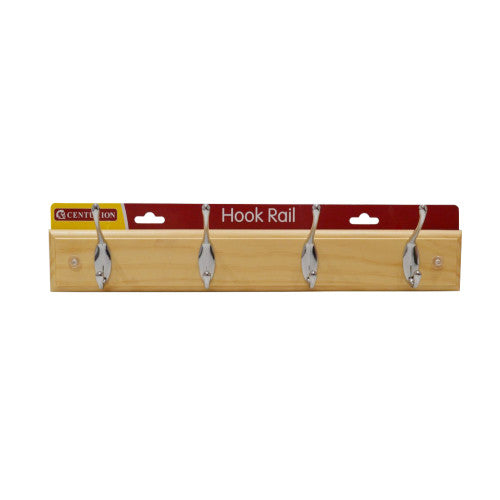 Centurion - Pine Hook Board with Chrome Finish Hooks, 405mm x 90mm, Pine/Chrome - HR0823H