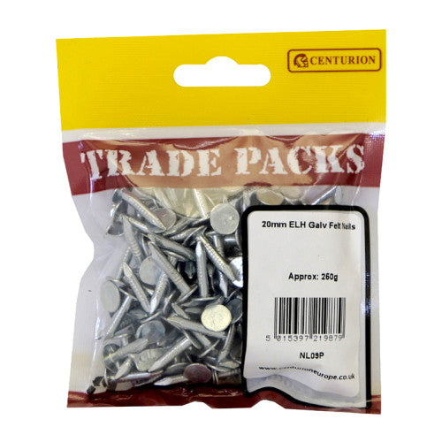 Centurion - 20mm Large Head Galvanised Felt Nails - NL09P