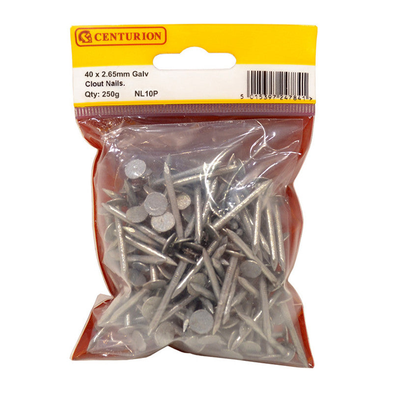 Centurion Clout Nails, 40mm, Galvanised, 250g