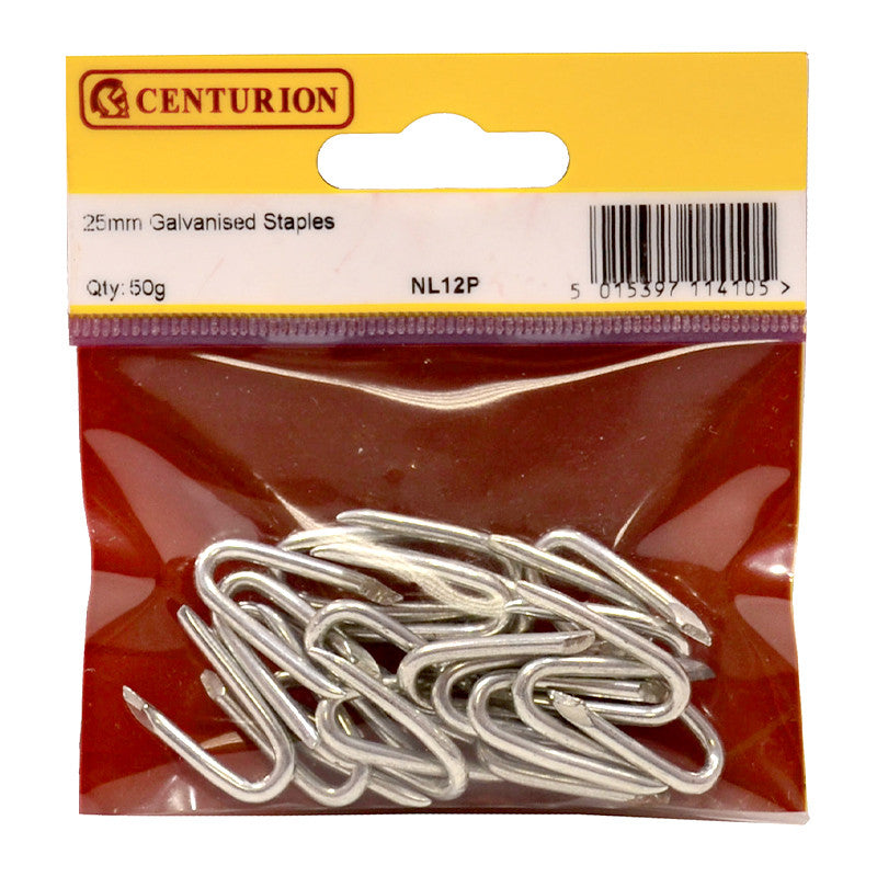Centurion - 25mm Galvanised staples 50g