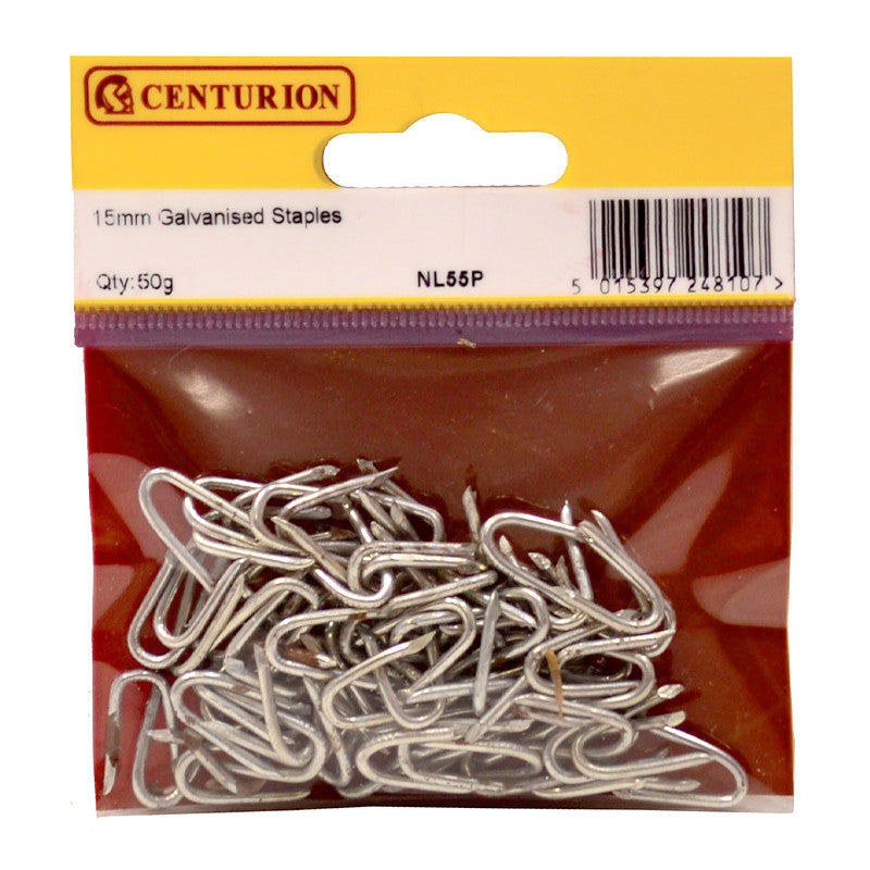 Centurion - 15mm Galvanised Staples 50g