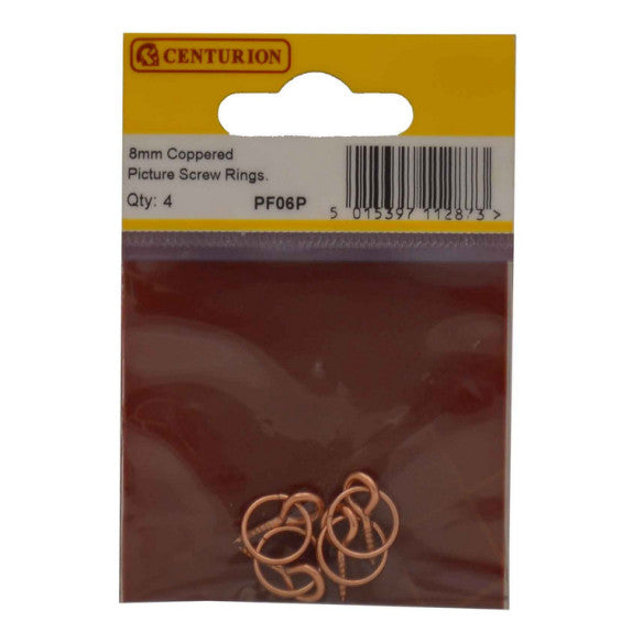 Centurion - 8mm Coppered Picture Screw Rings (Pack of 4)