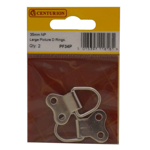 Centurion - 35mm Nickel Plated Large  Picture D Rings - Pack of 2 - PF34P