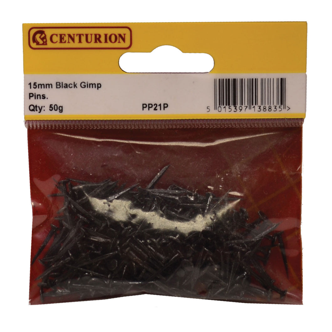 Centurion  Gimp Pins, 15mm, Black 50g