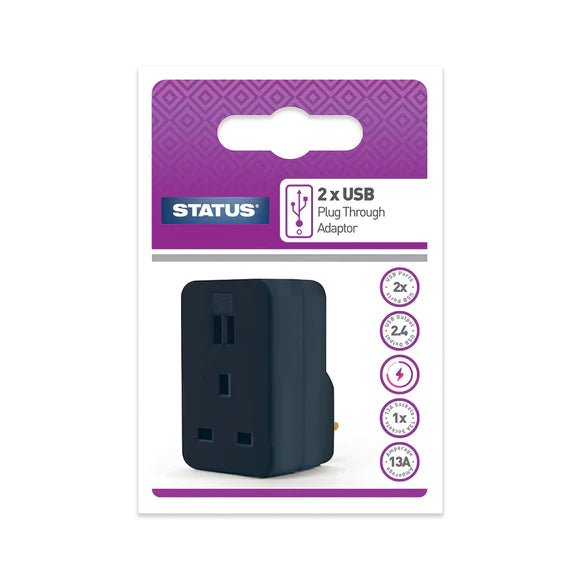 Status Black USB Plug Through Adaptor