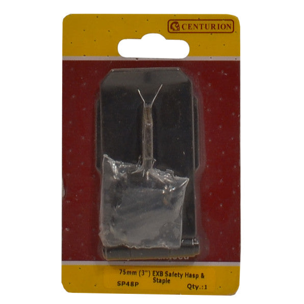 Centurion - Safety Hasp and Staples, Epoxy Black, 75mm