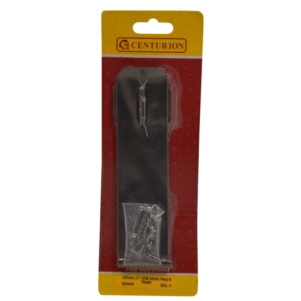 Centurion - Safety Hasp and Staples, Epoxy Black, 150mm