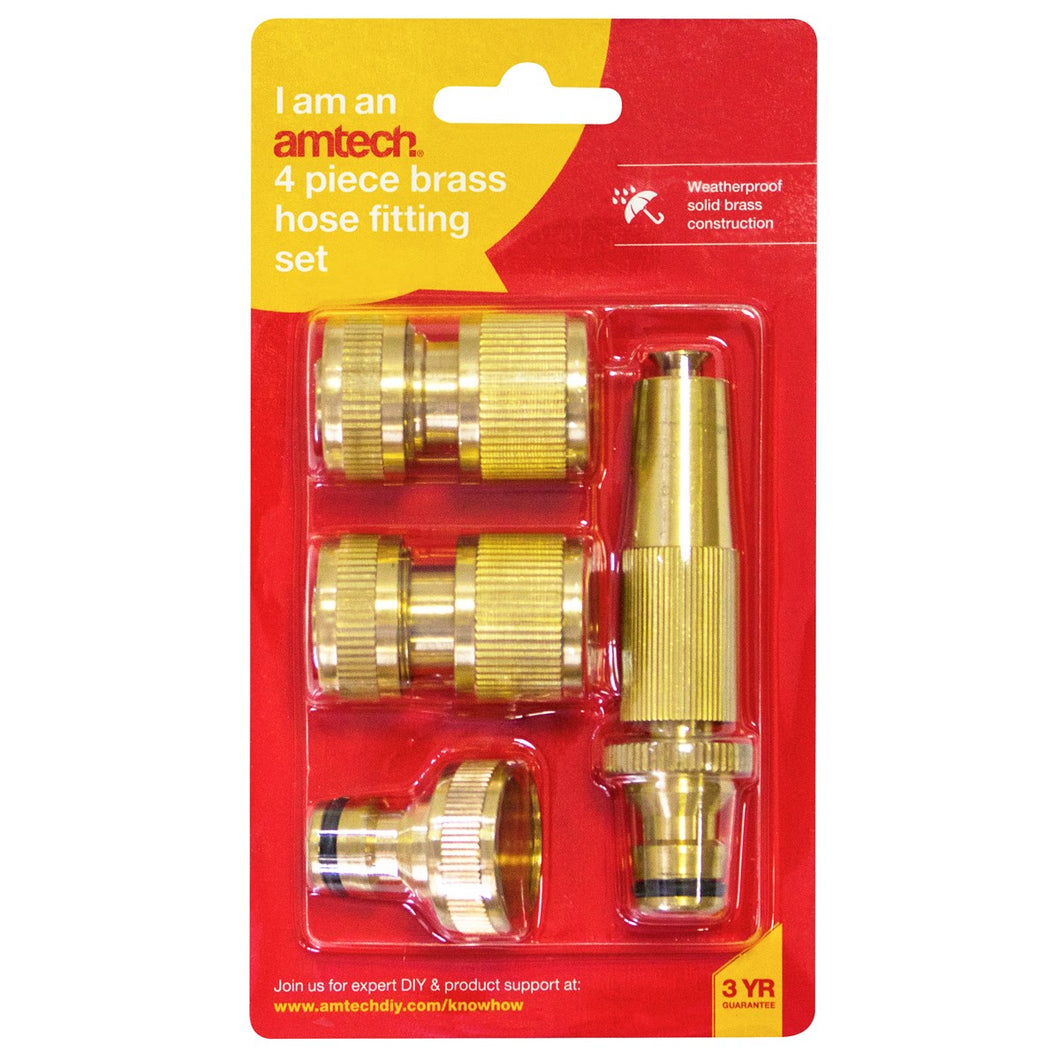 Amtech 4 Piece Brass Hose Fitting Set