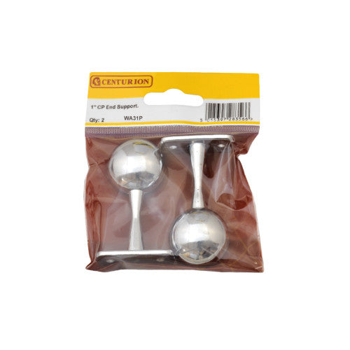 Centurion - 25mm Polished Chrome Wardrobe End Supports (Pack of 2) - WA31P