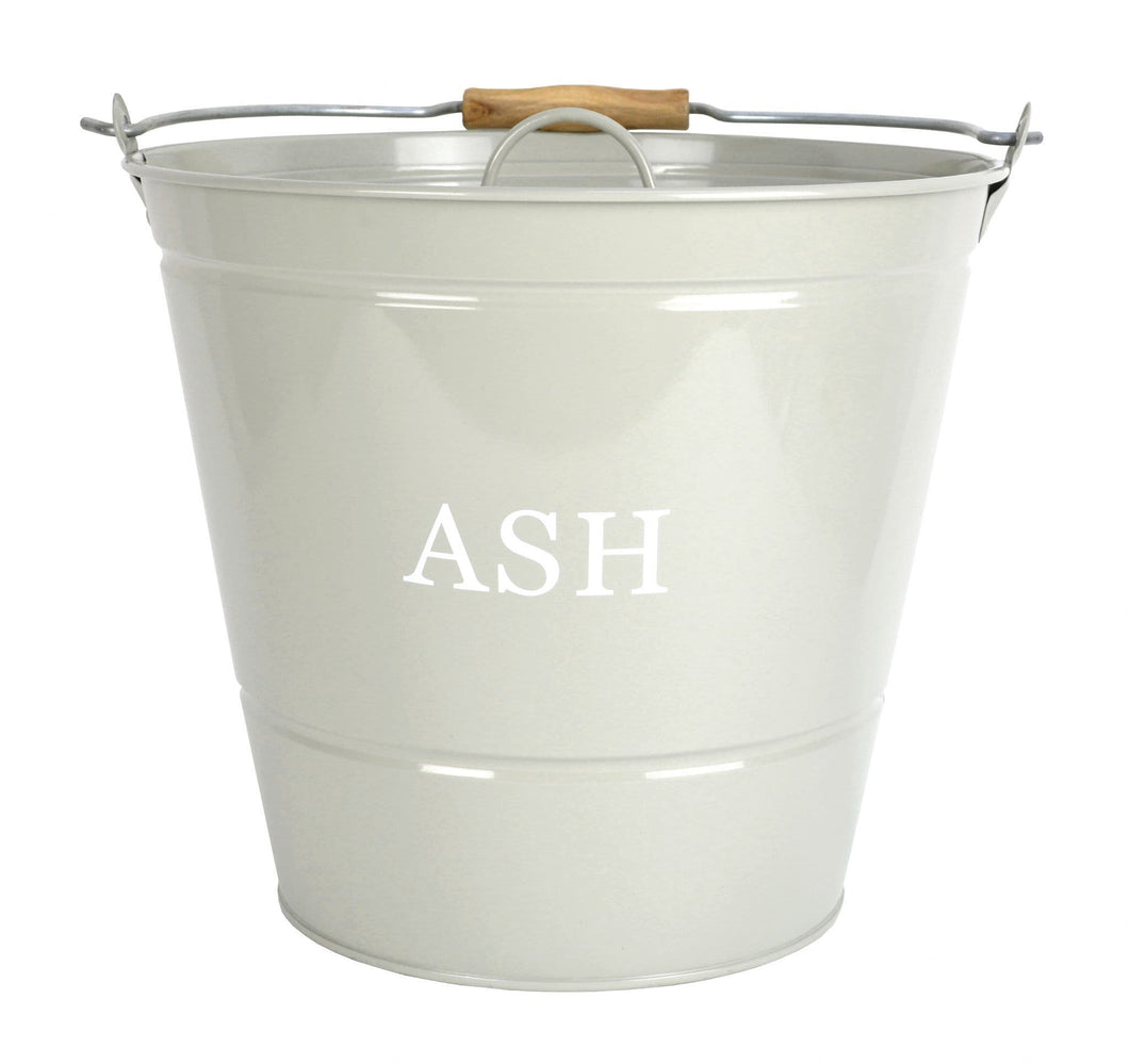 Manor Fireside Metal Ash Bucket With Lid - Olive Green 32cm