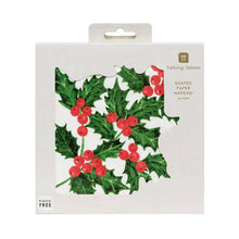 Load image into Gallery viewer, Holly Shaped Paper Napkins - 20 Pack | Christmas Napkins |
