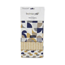 Load image into Gallery viewer, Cooksmart Bauhaus Geo Set of 3 Tea Towels
