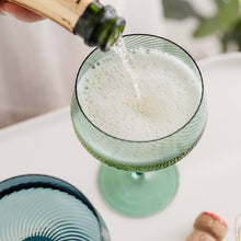 Load image into Gallery viewer, Twist Champagne Coupe Glasses - Set of 2 Blue/Green
