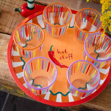 Load image into Gallery viewer, Bright Multi-Coloured Striped Glass Tumblers | Kitchenware |
