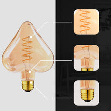 Load image into Gallery viewer, Vintage Heart LED Filament Bulb - E27 Warm Amber Glow 4W ~1044
