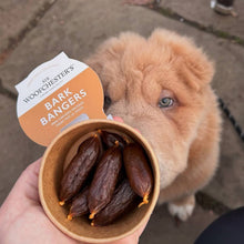 Load image into Gallery viewer, Bark Bangers Treat Pot · Mini Chicken Sausage Dog Treats
