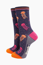 Load image into Gallery viewer, Women's Bamboo Socks - Navy, Jellyfish: UK 3-7 | EU 36-40 | US 5-9
