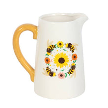 Load image into Gallery viewer, Summer Bee and Sunflower Ceramic Flower Jug
