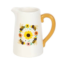 Load image into Gallery viewer, Summer Bee and Sunflower Ceramic Flower Jug
